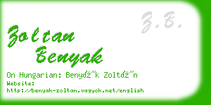 zoltan benyak business card
